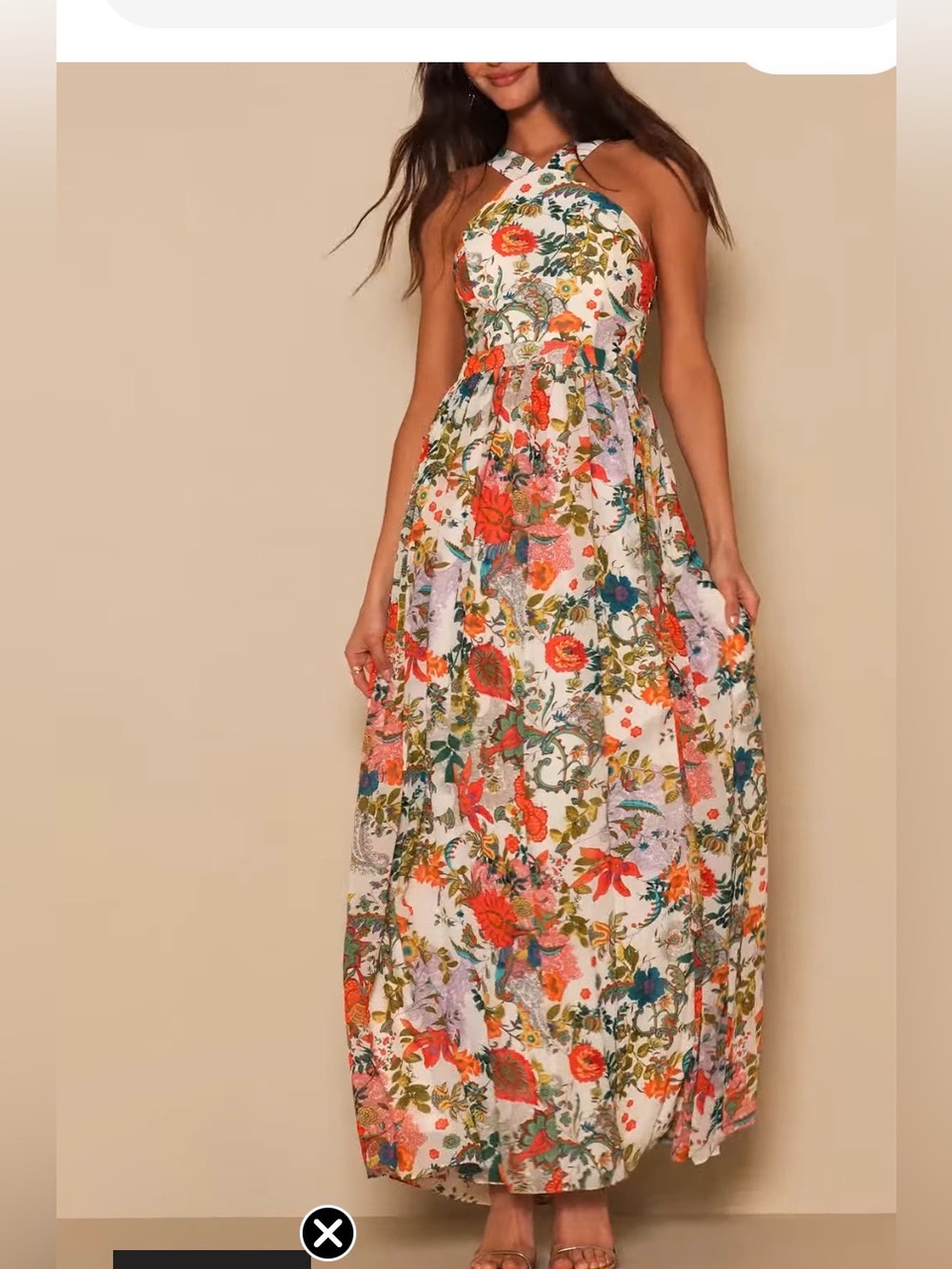 Lulus Lila Cream Floral Print Maxi Dress Size L - Picture 3 of 13